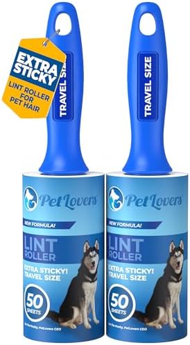 PetLovers Lint Rollers for Pet Hair Extra Sticky - Lint Remover for Clothes (2 Pack Travel Size)