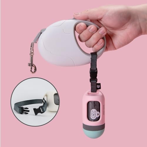SVD.PET Dog Poop Bag Dispenser, Retractable Poop Bag Holder, Pink/Jade