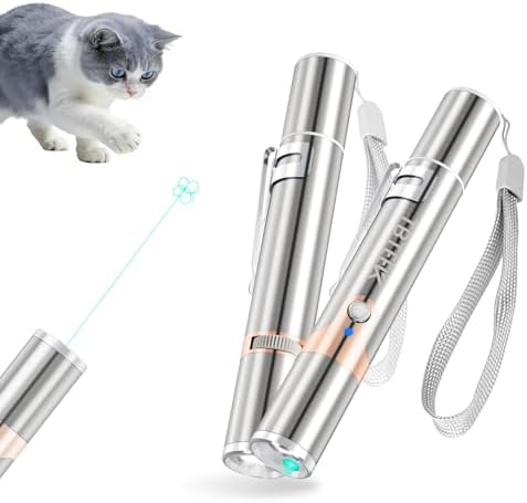 TBTeek Cat Toy, Green Light, with Metal Case,7 Patterns, 2 Pieces