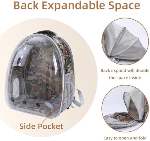 Expandable Cat Carrier Backpack with Bubble Window, Camo