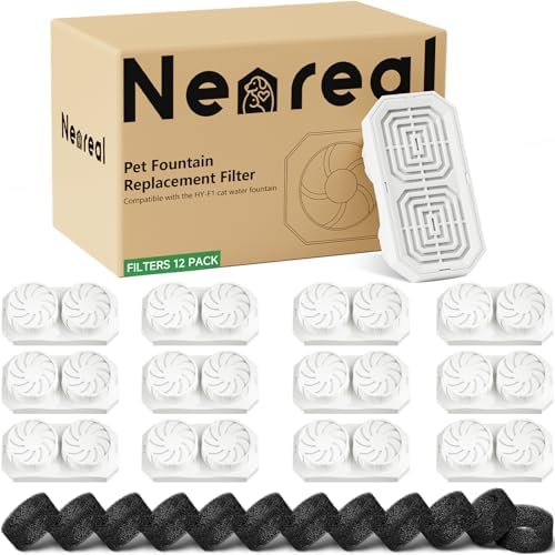 Neareal Official 12-Pack Replacement Filter Set for 108oz Cat Fountain