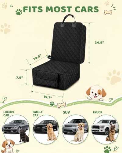 Victoper Dog Car Seat Cover, 600D Heavy Dute Car Seat Cover for Dogs Pets,100% Waterproof Anti-Scratch Nonslip Dog Seat Cover for Cars, Seat Covers Protector for Sedan SUV Truck Small Black