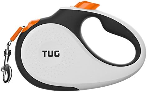 TUG Original Retractable Dog Leash, 16 ft (Small, White/Orange)
