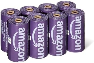 Amazon Basics Dog Waste Bags, Leakproof, Lavender Scented, 13 x 9 Inch, 120 Count (8 Rolls of 15)