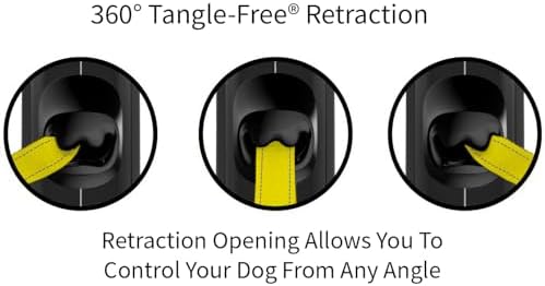 TUG 360° Tangle-Free Reflective Retractable Dog Leash | 16 ft Strong Nylon Tape (Small)