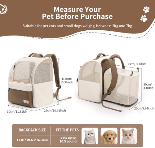 wakytu Expandable Cat Carrier Backpack,Pet Carrier for Small Cats Dogs