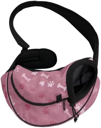 COEQINE Pet Carrier for Cat Pink Paw Print Dog Sling Bag for Small Dogs