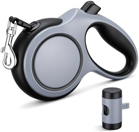 Segarty 16 Ft Retractable Leash with Waste Bag Dispenser, 5m Dog Leash with Anti-Slip Handle 360°Tangle-Free Retraction for Pet up to 66 Lbs, Durable Walking Accessory with One-Handed Brake Pause Lock