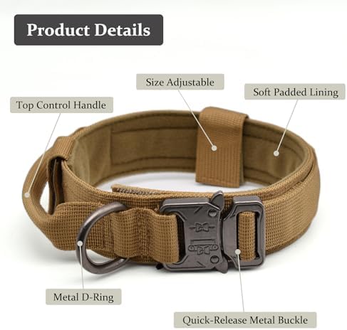 Tactical Dog Collar, Adjustable Military Training Nylon Pet Collar,Camo XL