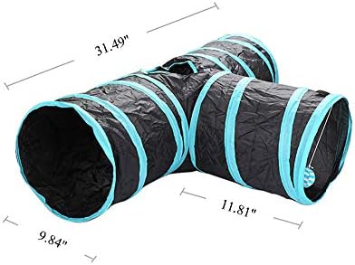 Cat Tunnels Crinkle Play Toys Collapsible Tube with Ball Maze Cat House Pet Interactive for Cat Puppy Kitten Rabbit 3-Way Tunnel