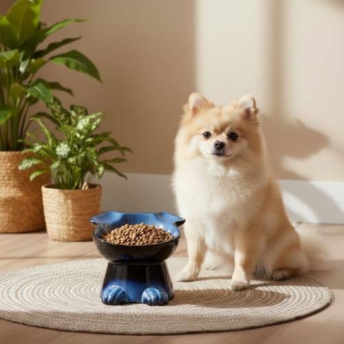 Nihow Elevated Ceramic Dog Bowls: 6.5 Inch Raised Dog Bowl for Food & Water