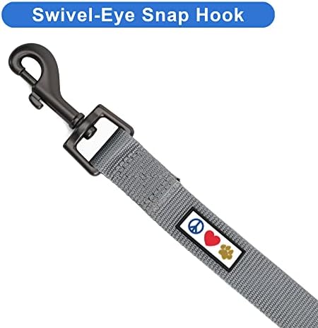 Pawtitas Solid 6 ft Grey Dog Leash XXS/Cat Custom Name and Phone Embroidery Strong Nylon Leash for Small Breeds