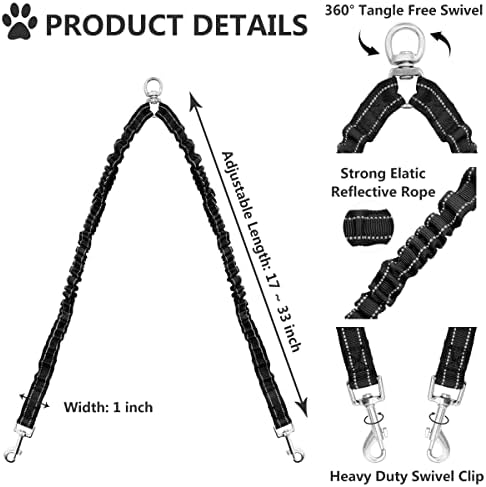 Dual Retractable Dog Leash for Walking 2 Small to Large Dogs up to 110 lbs / 50 kg,Double Headed 16 ft Extendable Dog Leash with Poop Bags--Non Slip Grip, 360 Tangle-Free,One Button Break & Lock,Blue