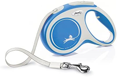 Flexi New Comfort Tape Grey & Blue Medium 5m Retractable Dog Leash/Lead for Dogs up to 25kgs/55lbs