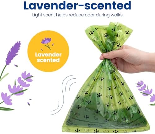 Dog Poop Bags, Extra Thick & Leak-Proof Doggie Bags, Lavender Scented Pet Waste Bags Made from 70% Certified Recycled Plastic, Easy Tear & Open Poop Bags for Dog Walking, 8 Rolls (120 Count)