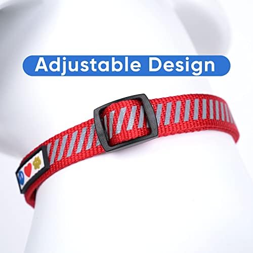 Pawtitas Reflective Dog Collar - Personalized Name & Phone Number, Adjustable for Extra Small Dogs & Puppies - Red