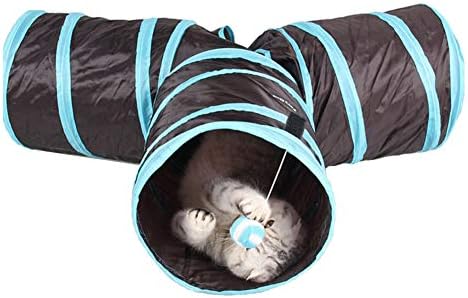 Cat Tunnels Crinkle Play Toys Collapsible Tube with Ball Maze Cat House Pet Interactive for Cat Puppy Kitten Rabbit 3-Way Tunnel