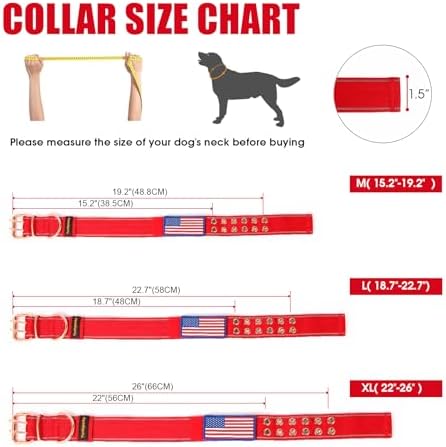 Heavy Duty Dog Collar for Medium Large Dogs,Red,Large