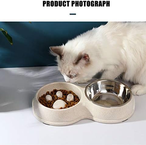 Tineer Stainless Steel Pet Slow Feeder Bowl for Puppy & Small Dogs Cats