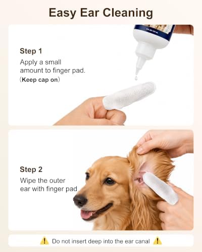 Dog Ear Cleaner for Floppy Ears & Long-Eared Breeds, Deodorizing Ear Cleaning Solution, Helps Keep Ears Dry After Swimming, Bath & Rainy Walks, Gentle Daily Ear Care for Dogs