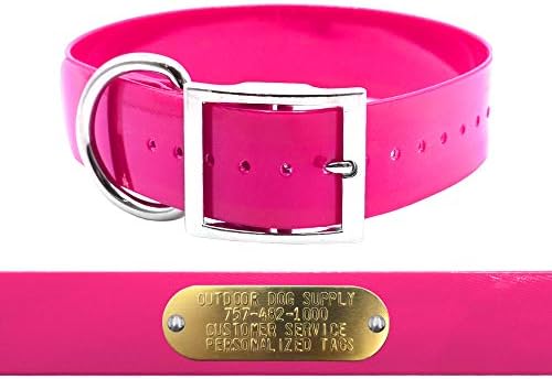 Heavy Duty Waterproof D-Ring 1.5" Dog Collar w Custom Nametag, Pink