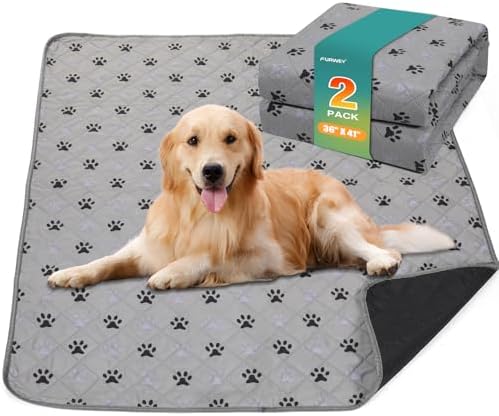 FUWERY Washable Pee Pads for Dogs ,36"X41", Grey, 5 Packs