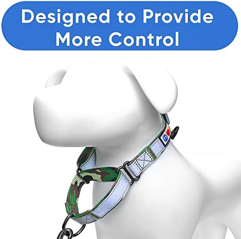 Pawtitas Customized Martingale Dog Collar Reflective Reflective Dog Collar Embroidered Personalized Name Phone Number Adjustable for Puppies Small Medium Large Size Dogs Large Camouflage Green