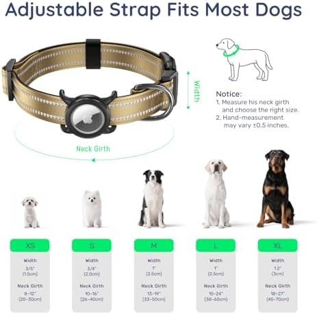 Airtag Dog Collar for Large Dogs, Reflective Dog Collar with Airtag Holder