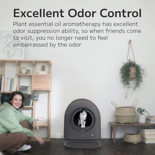 ABRCT L2 Automatic Self Cleaning Litter Box Smart Robot Odor Control Litter Box,Safety Sensors Anti-Pinch,with APP Control Deodorizer and Liner,Hands-Free for Multiple Cats,2026 Version (Black)