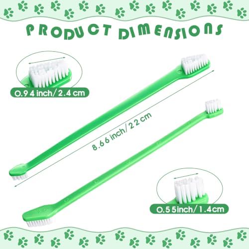 Gerrii 200 Count Dog Toothbrush Double Headed Long Handle Soft, Green