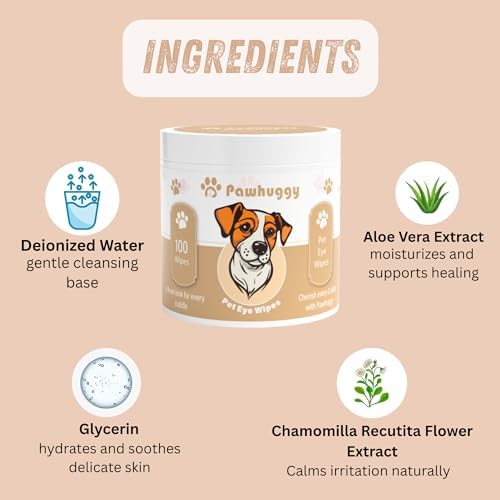 Dog Eye Wipes – Tear Stain Remover for Dogs & Cats, Eye Wipes for Dogs, Hypoallergenic Pet Eye Cleaner, Dog Tear Stain Remover for Discharge & Debris, Unscented, 100 Ct