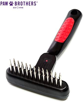 RYAN'S PET SUPPLIES Paw Brothers Magic Spring Undercoat Rake for Dogs, Professional Grade, Spriing Loaded Pins, Comfort Grip, 6.8 in
