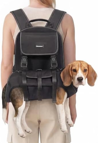 Dog Backpack, 3 Use Ways Spine-Friendly Dog Carriers for Small Medium Dogs, Legs Out Pet Carrier with Safety Straps, Buckle Support, Comfort for Travel, Hiking, Biking, Large