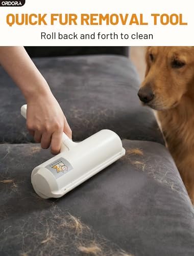 ORDORA Pet Hair Remover Roller, Reusable Lint Roller for Dog and Cat Hair