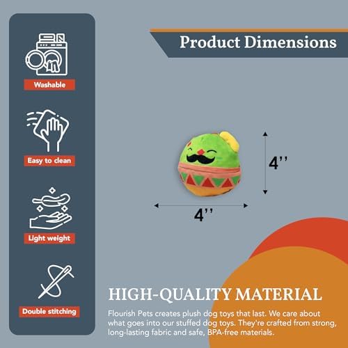 Flourish Pets 2 in 1 Multi-Layer Chew Toy for Active Dogs | Non-Toxic BPA Free Double Stitched Soft Fabric Exterior Dog Toys | Long-Lasting Dog Plush Toys – Mr. Guac 3.5"