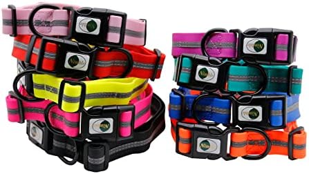 Nimble Reflective Waterproof Dog Collar Adjustable Odor Resistant Easy Clean Pet Collar for Small Medium Large Dogs Night Walking Outdoor Rainy Use (Medium (11.81”-18.5”inches), Candy Red)