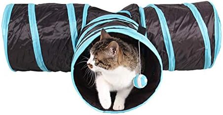 Cat Tunnels Crinkle Play Toys Collapsible Tube with Ball Maze Cat House Pet Interactive for Cat Puppy Kitten Rabbit 3-Way Tunnel