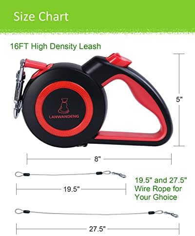 Chew Proof Retractable Dog Leash with 2 Heavy Duty Anti-Chewing Wire Ropes, 16FT Leashes 360 Tangle Free for 2 Dogs, Dual Dog Lead for Small/Medium/Large Dogs
