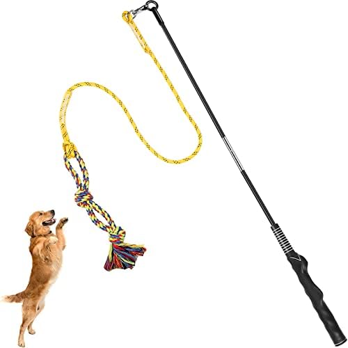 Flirt Pole for Dogs Interactive Chase Toy for Large Medium Small Puppy Dogs