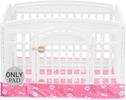 Dog Playpen Bottom Pad fit 36" x 36“ Puppy Playpen(Fence NOT Included),Reusable Pet Training Pads Dog Crate Pad,Waterproof Pet Pads,Whelping Pads,Puppies/Small Dogs,Hoop and Loop Design,Pink Bottom