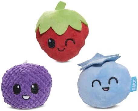BarkBox Wild Berry Bunch 3-in-1 Interactive Plush Dog Toy