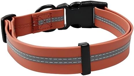 Nimble Reflective Waterproof Dog Collar Adjustable Odor Resistant Easy Clean Pet Collar for Small Medium Large Dogs Night Walking Outdoor Rainy Use (Medium (11.81”-18.5”inches), Apricot Brandy red)