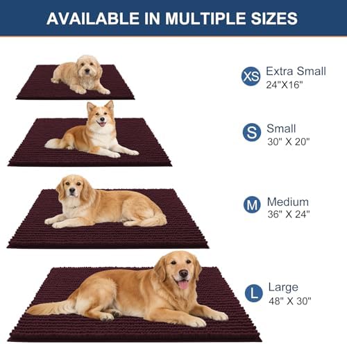 OLANLY Dog Door Mat for Muddy Paws 44x24, Extra Absorbent Chenille Mud Mat