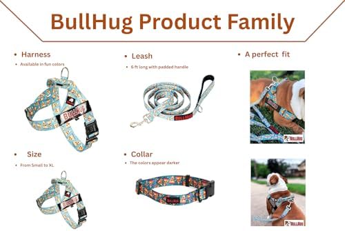 BULLHUG 6 FT Bulldog Leash with Padded Handle. Perfect for Bulldogs, French Bulldogs, Pugs & All Breeds. Leashes for Walking, Training Lead for Bulldogs (Reflective Stitching, Black)