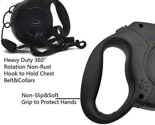 Heavy Duty Retractable Dog Leash 26ft,Pet Long Walking Leashes Leads for Small Medium Large Dogs Doggie Up to 110lbs (Black)