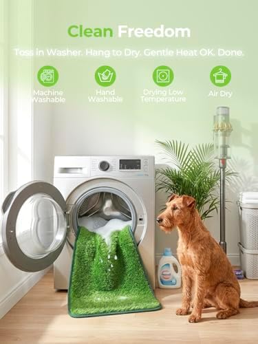 1.2'' Thick Woven Fake Grass Mat for Dog, Glue-Free Artificial Turf Potty Training Pad with Fast Drainage, Machine Washable Pet Pee Pad, Indoor Outdoor Non-Toxic Rug (Large)