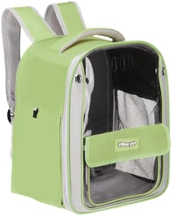 Pet Backpack Carrier, Portable and Ventilated, Oxford Cloth, Dogs Cats and Small Animals Travel Bag 13", (Green, 1 Pcs), Intended for Hiking/Camping/Traveling