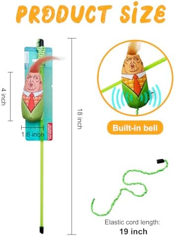 Interactive Cat Toys Donald Trump Toy, Trump Doll Feather Wand Toy, Catnip Toys, Cat Teaser Wand String, Fishing Pole,Kitten Play Exercise Toys,Halloween