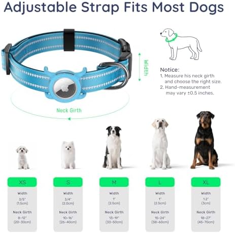 Airtag Dog Collar for Medium Dogs, Reflective Dog Collar with Airtag Holder