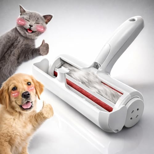 Pet Hair Remover Roller – Reusable Dog & Cat Fur Removal Brush for Furniture, Couch, Carpet & Clothes | Self-Cleaning, No Refills Needed, Sticky-Free Lint Roller, Eco Friendly